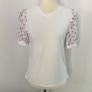 White Floral Puff-Sleeve Tee